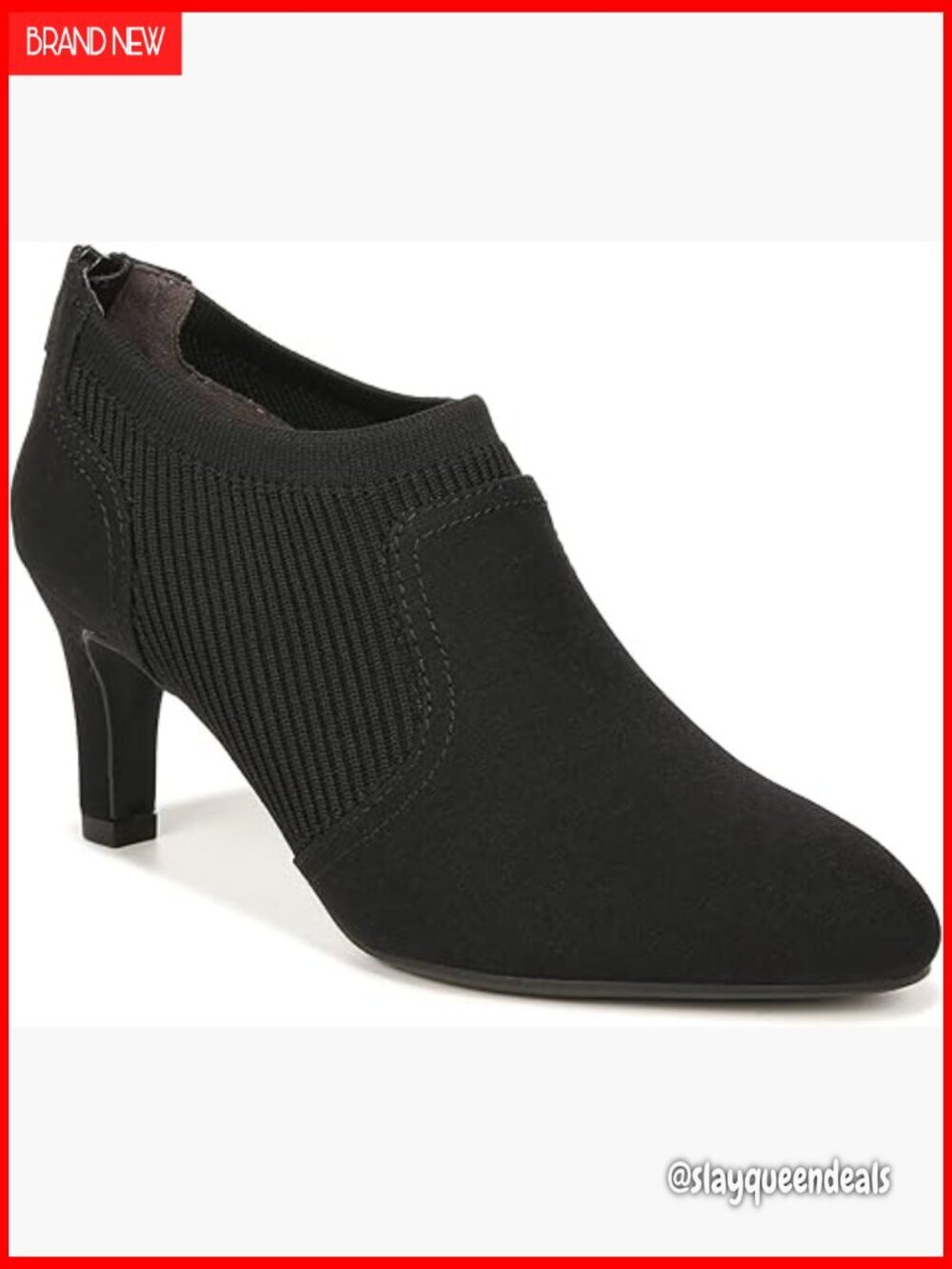 Stretch Microsuede Ankle Boots with Wedge Heel, Almond Toe, Back Zip